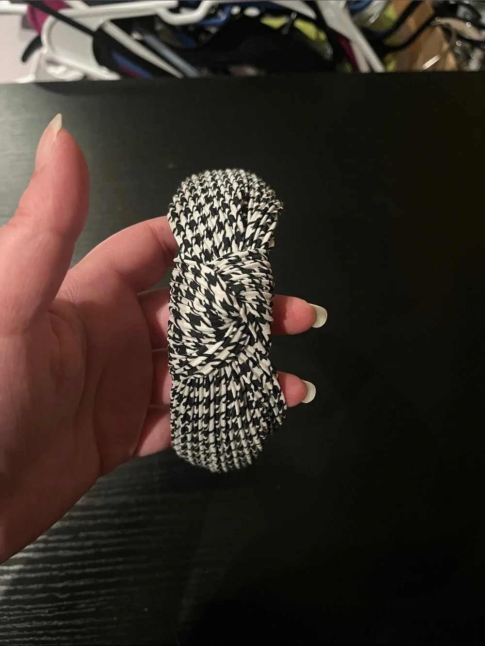 Houndstooth Knot Headband in Black and White